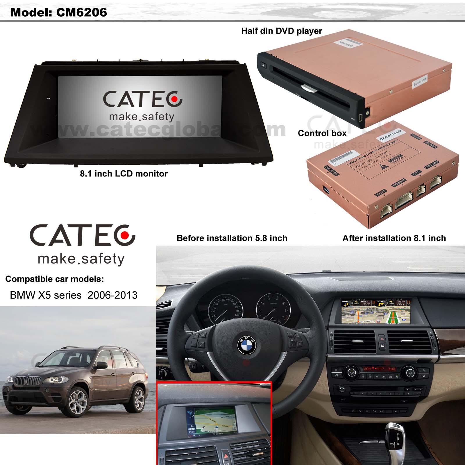 BMW X5 car GPS navigation with DVD players