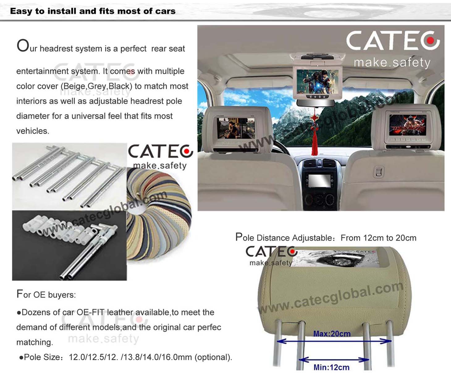 more advantages for CATEC 7 inch car headrest monitors, CH7013H